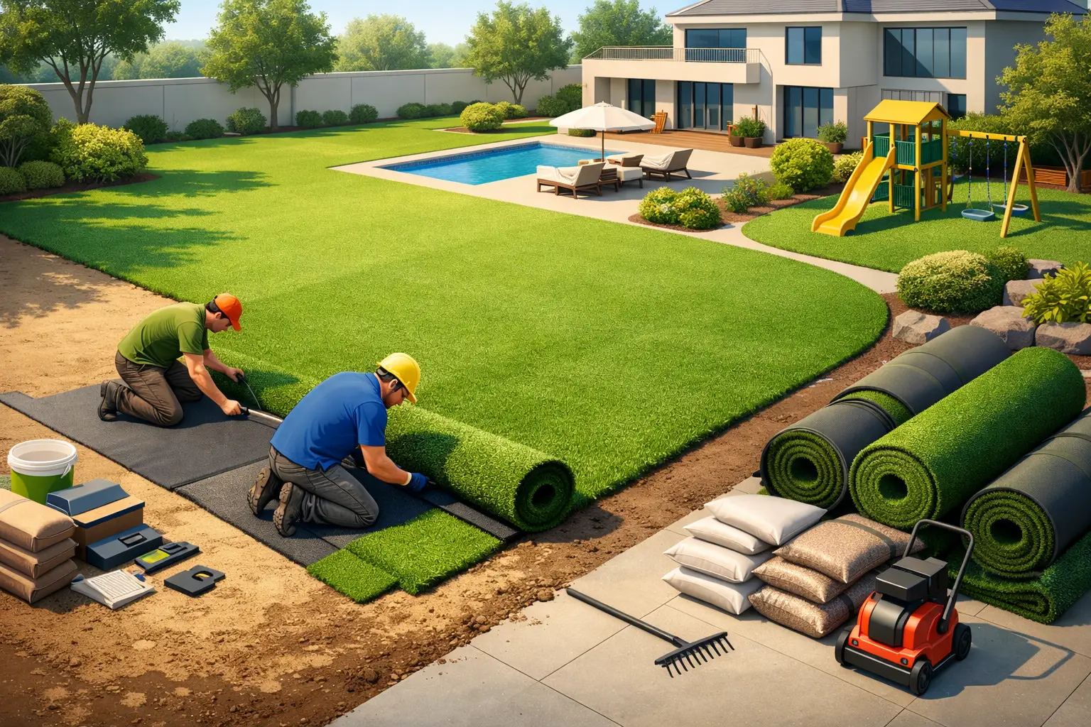 Artificial Turf Installation for Compounds
