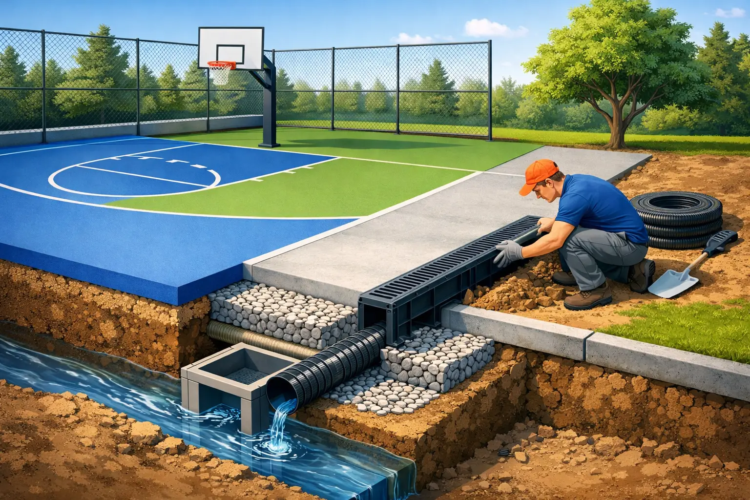 Installing Outdoor Court Drainage for Lasting Play