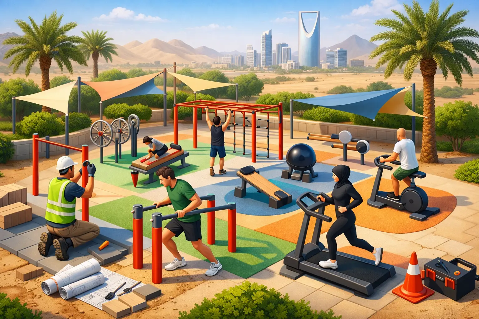 Outdoor Fitness Zone Installation for Saudi Sites